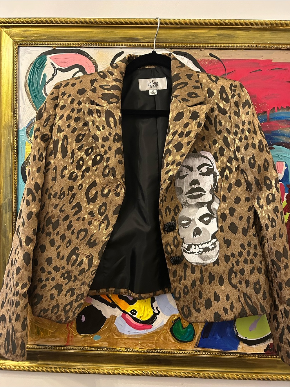 Misfits Art Le Suit Leopard Print Blazer in Brown and Black